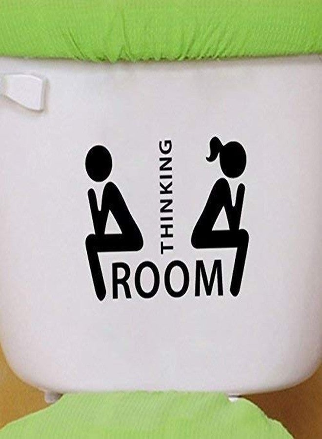Techgifti™ Thinking Room Toilet/Bathroom Door Sign Sticker Vinyl Cartoons Wall Door Toilet Seat Sticker, Black - Image 3